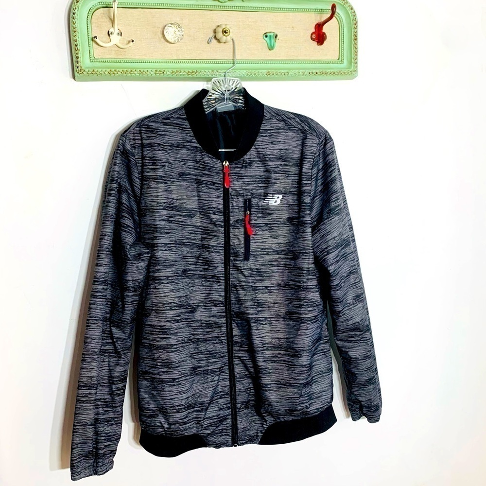 New Balance zip up running wind jacket large grey outerwear